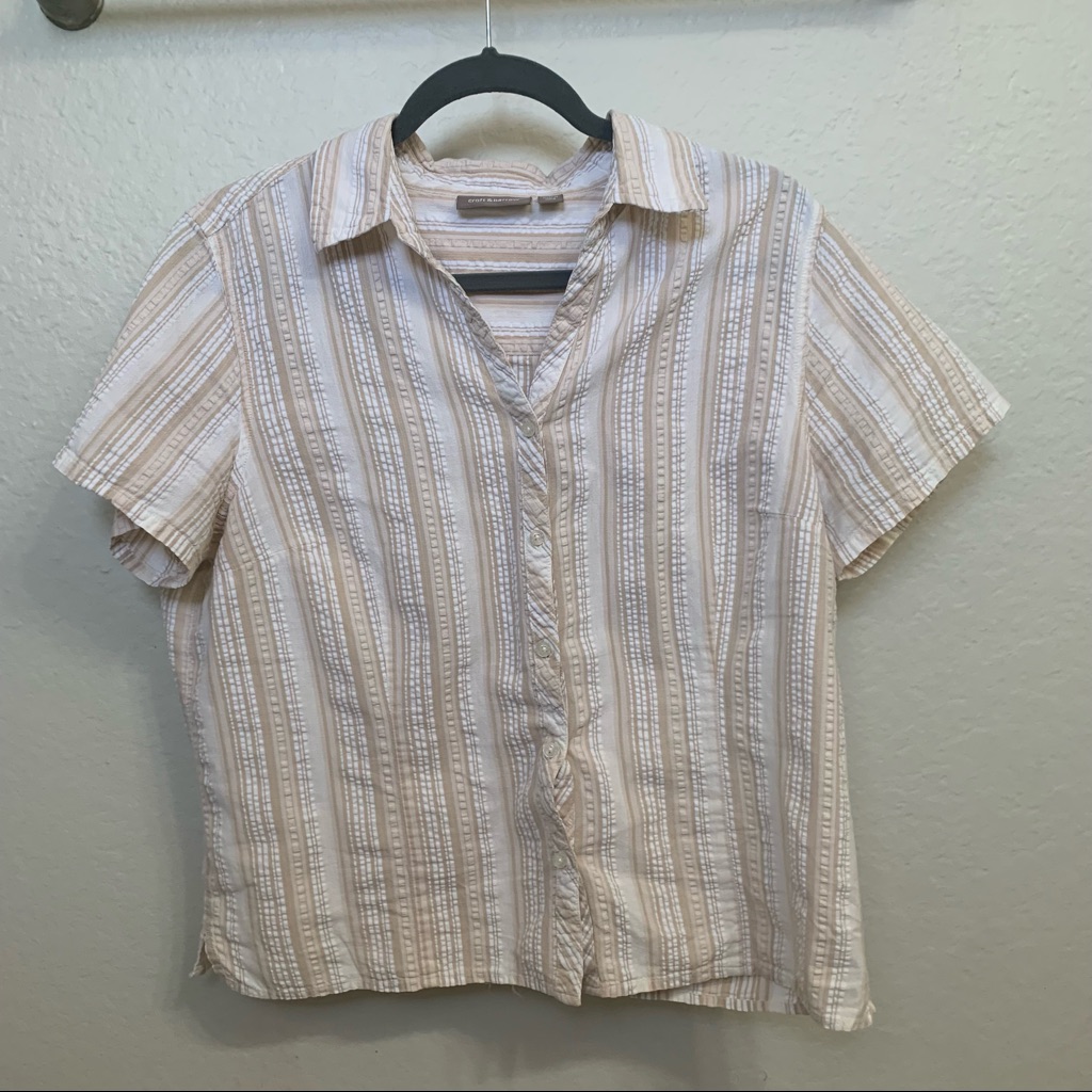 Textured Beige Button Down